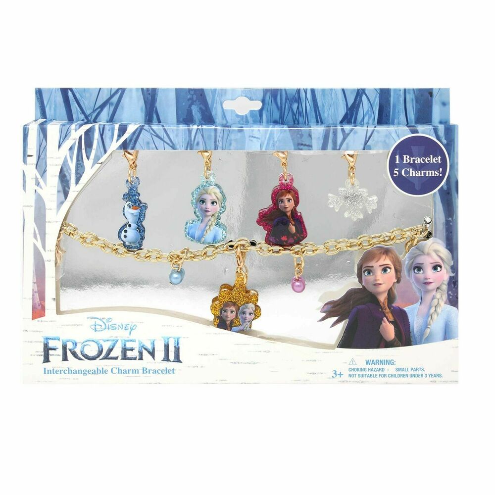 Frozen 2 Girls Add A Charm Bracelet Box Set with 1 Bracelet and 5 Charms gold